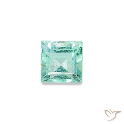 0.09캐럿 천연 푸르스름한 그린 에메랄드, 스퀘어, 2.5×2.5 mm, VVS-VS