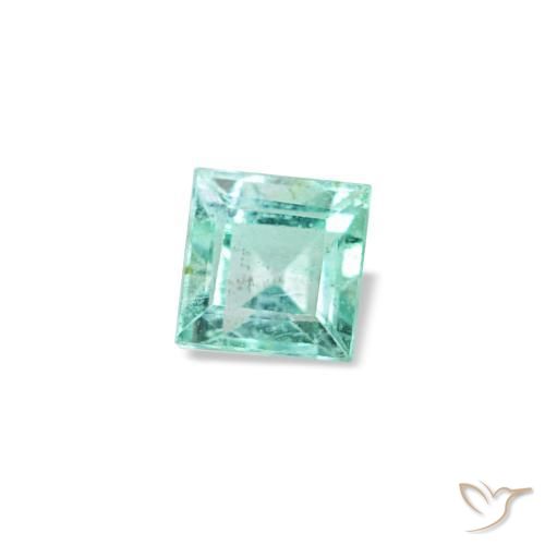 0.09캐럿 천연 푸르스름한 그린 에메랄드, 스퀘어, 2.5×2.5 mm, VVS-VS