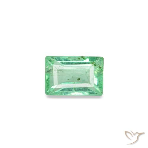 0.13캐럿 천연 노란빛 그린 에메랄드, 바게트, 3.5×3.2 mm, VS