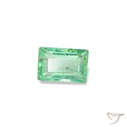 0.13캐럿 천연 노란빛 그린 에메랄드, 바게트, 3.5×3.2 mm, VS