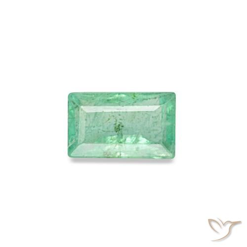0.16캐럿 천연 민트 그린 에메랄드, 바게트, 3.8×2.4 mm, VS