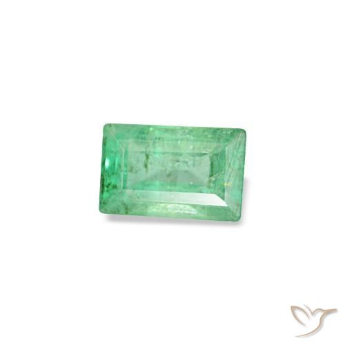 0.15캐럿 천연 밝은 그린 에메랄드, 바게트, 3.7×2.4 mm, SI