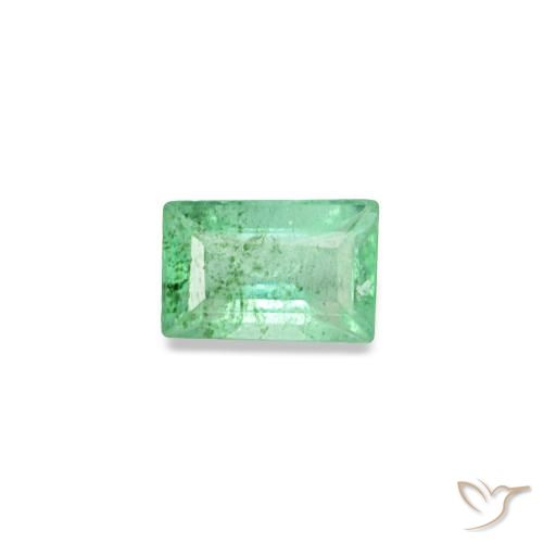 0.14캐럿 천연 라이트 그린 에메랄드, 바게트, 5.3×2.3 mm, SI