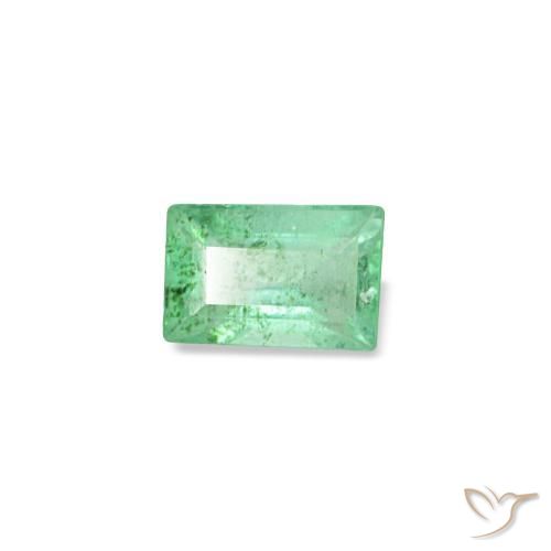 0.14캐럿 천연 라이트 그린 에메랄드, 바게트, 5.3×2.3 mm, SI