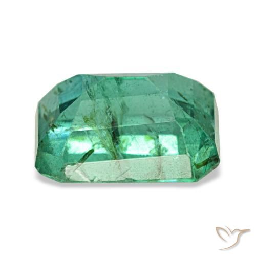 1.84캐럿 천연 푸르스름한 그린 에메랄드, 에메랄드 컷, 8.1×6.6 mm, VS-SI