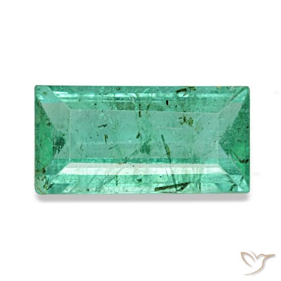 1.46캐럿 천연 쿨 그린 에메랄드, 바게트, 9.7×5 mm, VS-SI