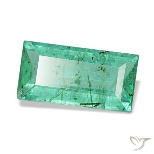 1.46캐럿 천연 쿨 그린 에메랄드, 바게트, 9.7×5 mm, VS-SI