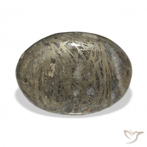 37.90ct 자연스러운 거무스름한 청동 Feather Pyrite, 타원형, 불투명체