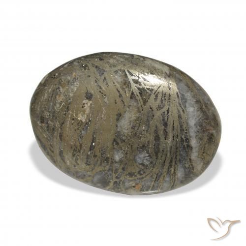 37.90캐럿 천연 거무스름한 청동 Feather Pyrite, 타원형, 불투명체