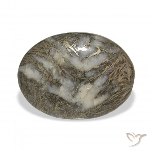 23.93ct 자연스러운 브론즈 블랙 Feather Pyrite, 타원형, 불투명체