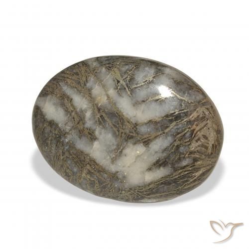 23.93캐럿 천연 브론즈 블랙 Feather Pyrite, 타원형, 불투명체