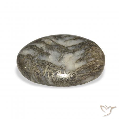 23.93캐럿 천연 브론즈 블랙 Feather Pyrite, 타원형, 불투명체