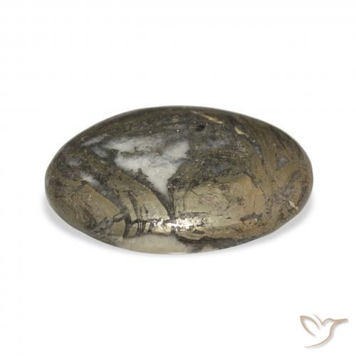29.35캐럿 천연 흑갈색 Feather Pyrite, 타원형, 불투명체
