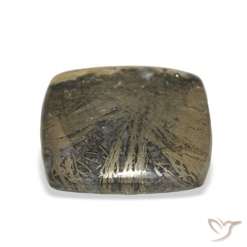 36.45캐럿 천연 거무스름한 청동 Feather Pyrite, 방석, 불투명체