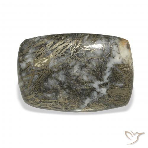 32.71ct 자연스러운 브론즈 블랙 Feather Pyrite, 방석, 불투명체