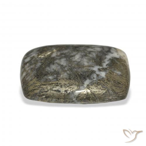 32.71캐럿 천연 브론즈 블랙 Feather Pyrite, 방석, 불투명체