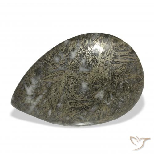 38.41ct 자연스러운 거무스름한 청동 Feather Pyrite, 배 모양, 불투명체