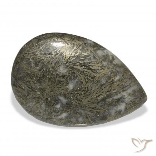 38.41캐럿 천연 거무스름한 청동 Feather Pyrite, 배 모양, 불투명체