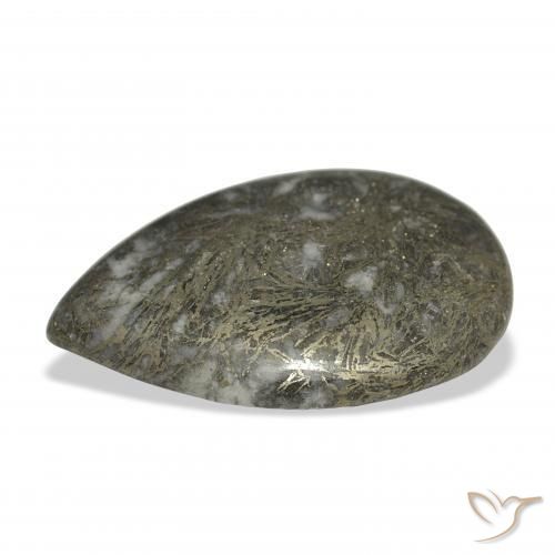 38.41캐럿 천연 거무스름한 청동 Feather Pyrite, 배 모양, 불투명체