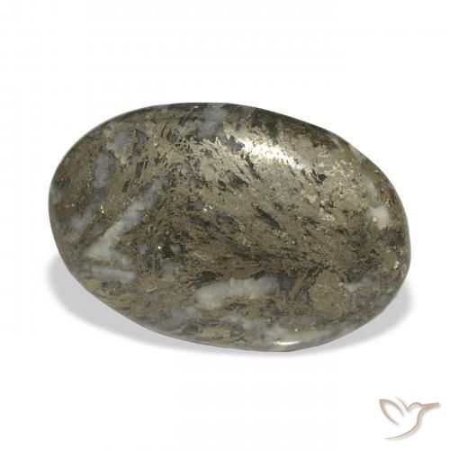 32.77캐럿 천연 브론즈 블랙 Feather Pyrite, 타원형, 불투명체