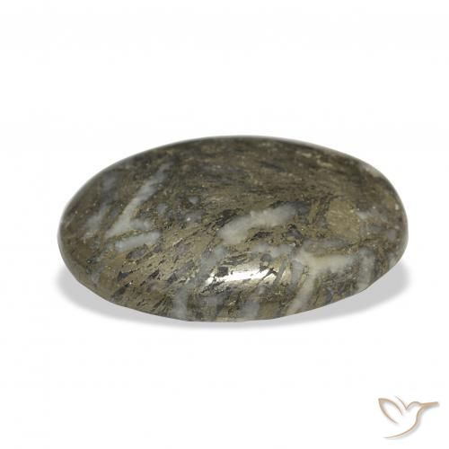 32.77캐럿 천연 브론즈 블랙 Feather Pyrite, 타원형, 불투명체