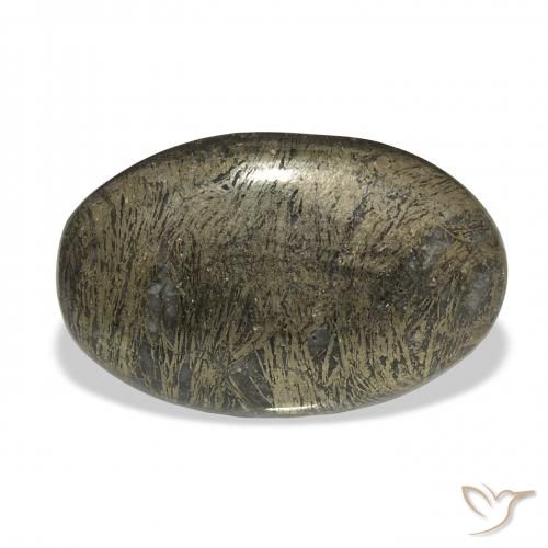 36.99ct 자연스러운 거무스름한 청동 Feather Pyrite, 타원형, 불투명체