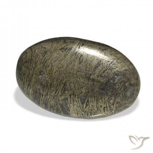36.99캐럿 천연 거무스름한 청동 Feather Pyrite, 타원형, 불투명체