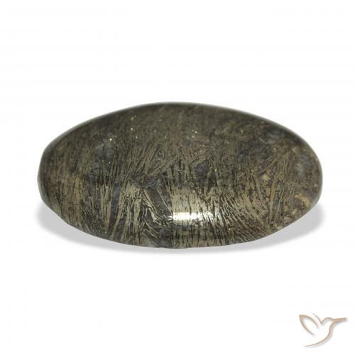 36.99캐럿 천연 거무스름한 청동 Feather Pyrite, 타원형, 불투명체