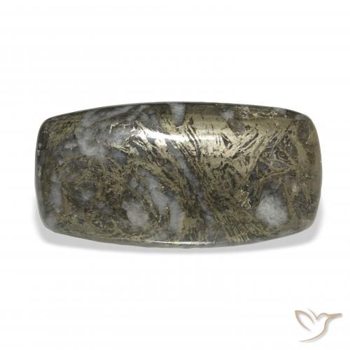 35.65ct 자연스러운 브론즈 블랙 Feather Pyrite, 방석, 불투명체