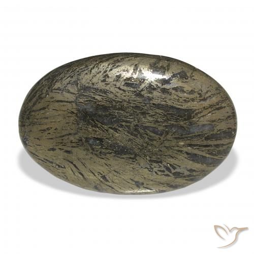 36.00ct 자연스러운 브론즈 블랙 Feather Pyrite, 타원형, 불투명체