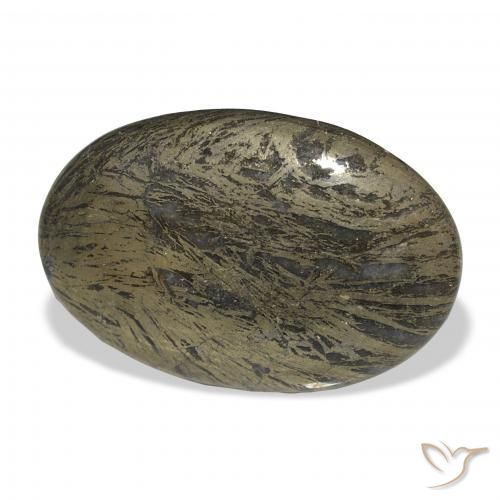 36.00캐럿 천연 브론즈 블랙 Feather Pyrite, 타원형, 불투명체