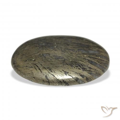 36.00캐럿 천연 브론즈 블랙 Feather Pyrite, 타원형, 불투명체
