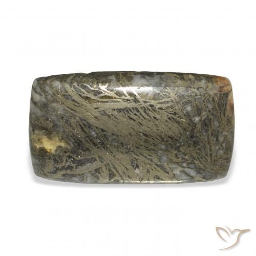 35.56ct 자연스러운 브론즈 블랙 Feather Pyrite, 방석, 불투명체