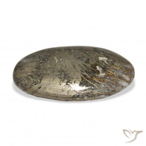 37.38캐럿 천연 다색 Feather Pyrite, 타원형, 불투명체