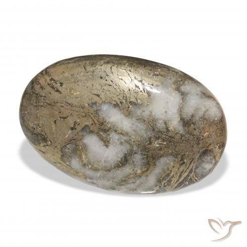 35.51캐럿 천연 다색 Feather Pyrite, 타원형, 불투명체