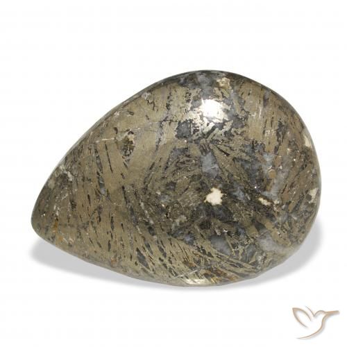 30.77ct 자연스러운 다색 Feather Pyrite, 배 모양, 불투명체