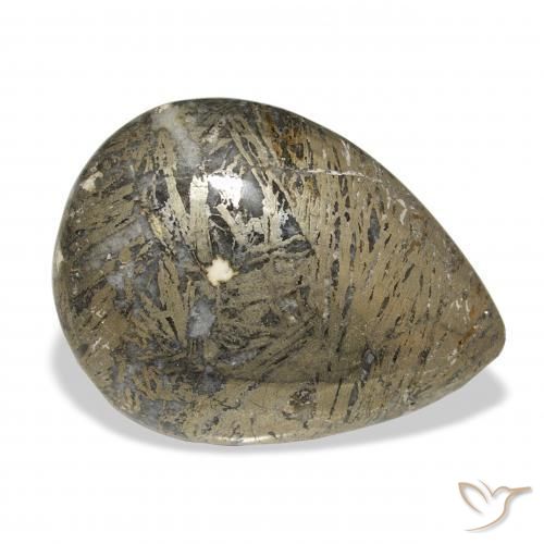 30.77캐럿 천연 다색 Feather Pyrite, 배 모양, 불투명체