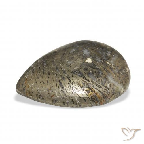 30.77캐럿 천연 다색 Feather Pyrite, 배 모양, 불투명체