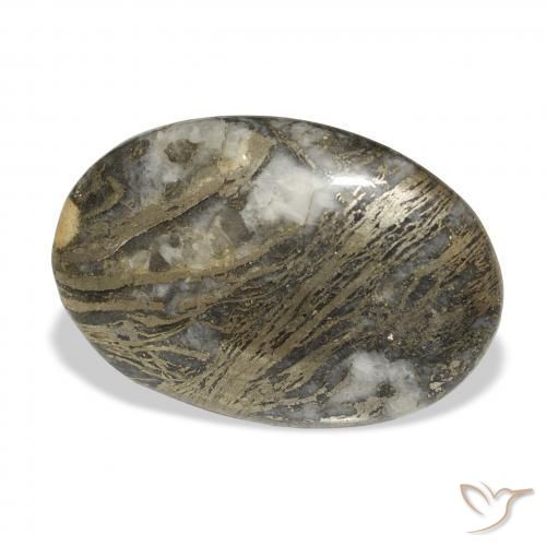 26.51캐럿 천연 다색 Feather Pyrite, 타원형, 불투명체