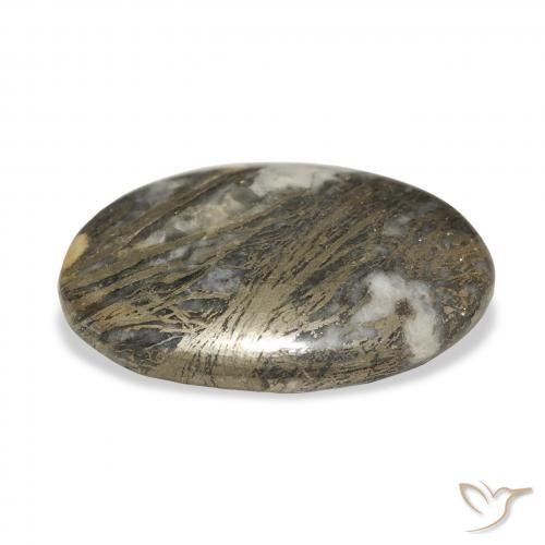 26.51캐럿 천연 다색 Feather Pyrite, 타원형, 불투명체