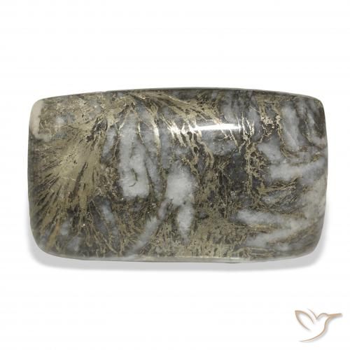 36.96ct 자연스러운 다색 Feather Pyrite, 방석, 불투명체