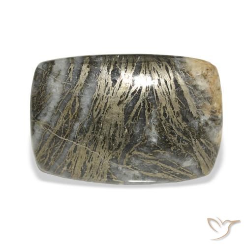 25.34ct 자연스러운 다색 Feather Pyrite, 방석, 불투명체