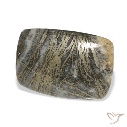 25.34캐럿 천연 다색 Feather Pyrite, 방석, 불투명체