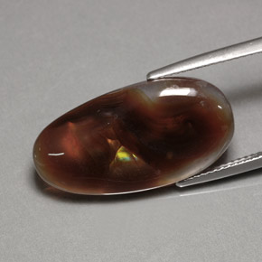 10.63캐럿 천연 멀티컬러 파이어 아게이트, 투명한, 24.2×12.5 mm, 투명/반투명
