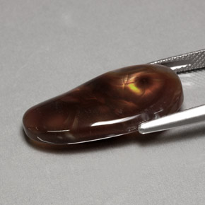 10.63캐럿 천연 멀티컬러 파이어 아게이트, 투명한, 24.2×12.5 mm, 투명/반투명