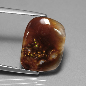 8.03캐럿 천연 멀티컬러 파이어 아게이트, 투명한, 17.2×13.1 mm, 투명/반투명