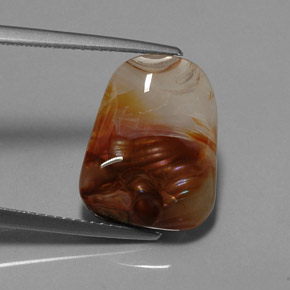 7.31캐럿 천연 멀티컬러 파이어 아게이트, 투명한, 15.7×12.5 mm, 투명/반투명