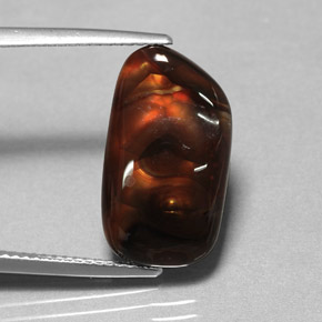 7.01캐럿 천연 멀티컬러 파이어 아게이트, 투명한, 18.6×10.5 mm, 투명/반투명
