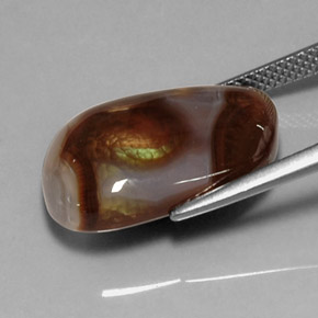 10.11캐럿 천연 멀티컬러 파이어 아게이트, 투명한, 18.8×12.4 mm, 투명/반투명