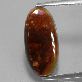 4.87캐럿 천연 멀티컬러 파이어 아게이트, 투명한, 18×8.7 mm, 투명/반투명